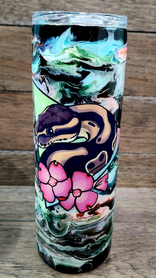 Ball Python with Flower Tumbler