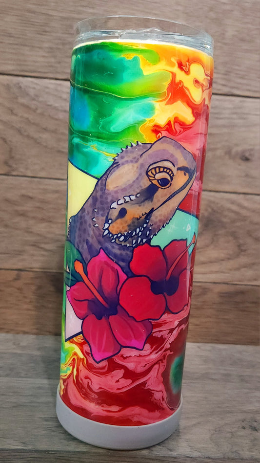 Bearded Dragon with Red Flower Tumbler