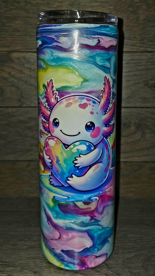 Rainbow Heart Axolotl Tumbler