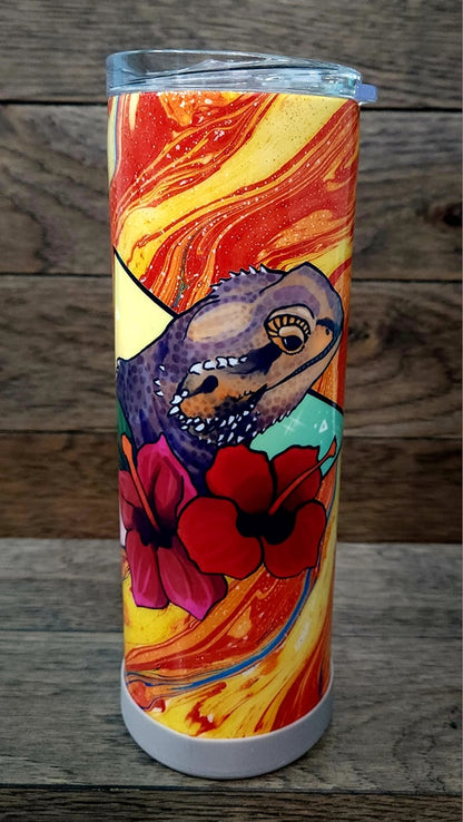 Bearded Dragon with Red Flower Tumbler