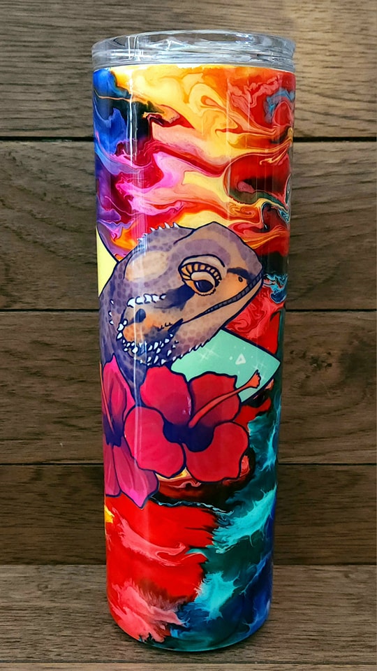 Bearded Dragon with Red Flower Tumbler
