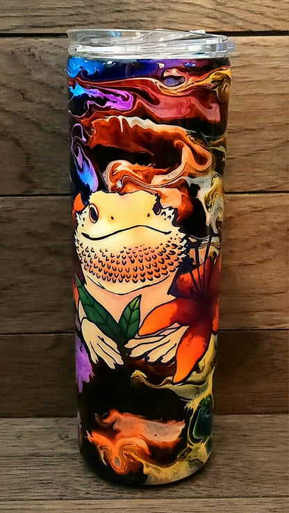 Bearded Dragon with Orange Flower Tumbler